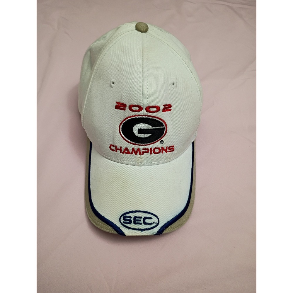 The Game Georgia Bulldogs 2002 SEC Champions Hat White Khaki Vintage NCAA Cap
